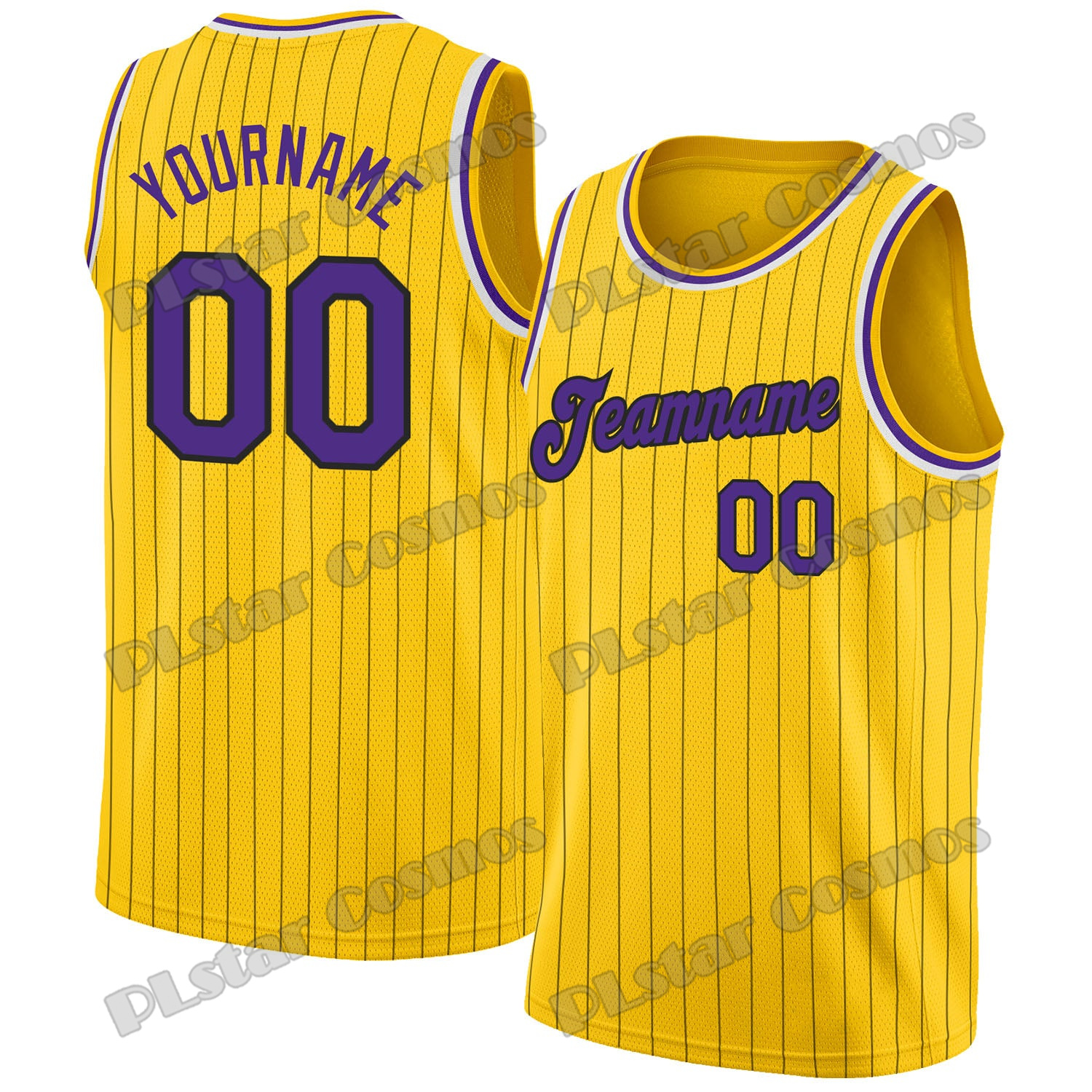3D Printing Gold - Custom Name Gold White Pinstripe Purple