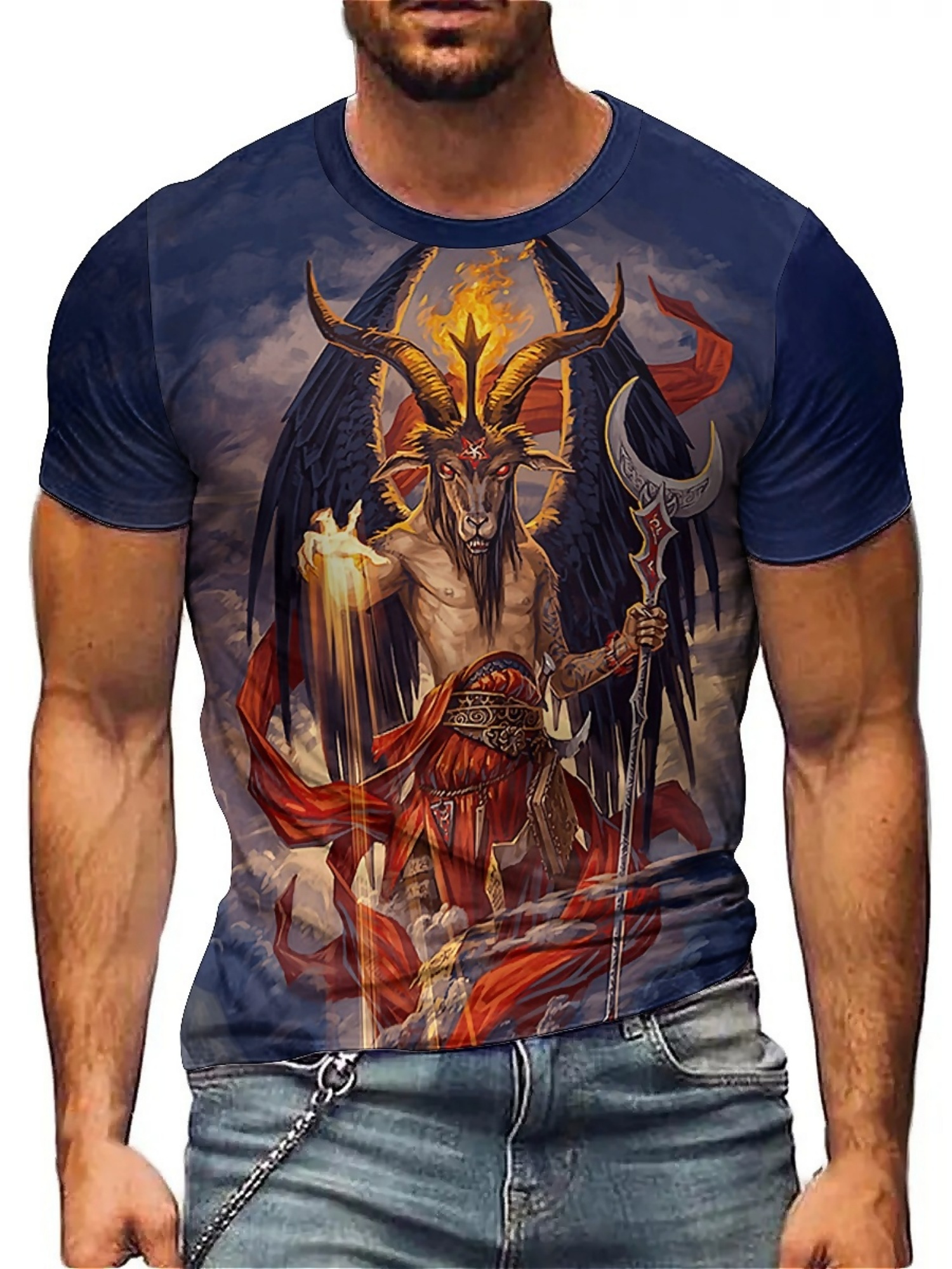 3D Printing Designing - Men's 3D Demon Print T-Shirt |