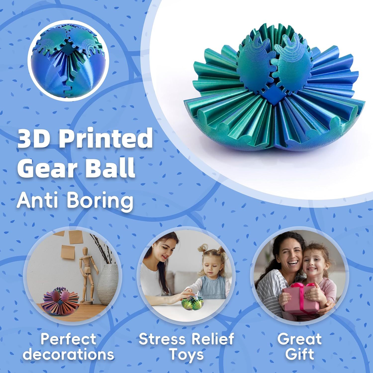 1PC Gear Ball 3D Printed Fidge - 3D Printing Fidget Toys ulasan dan harga
