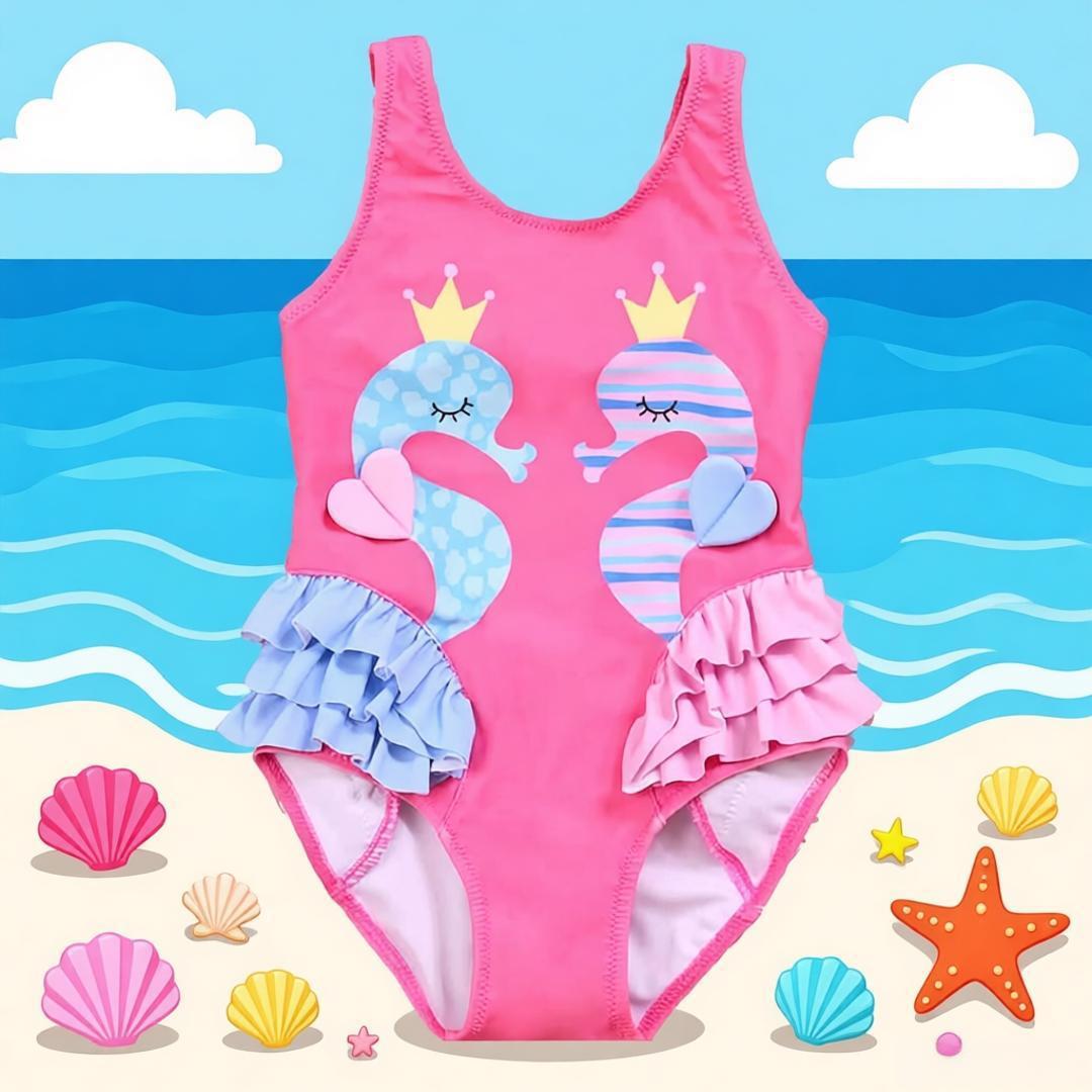 Trendy Girls Seahorse Swimsuit - 3D Printing Drawing ulasan dan harga
