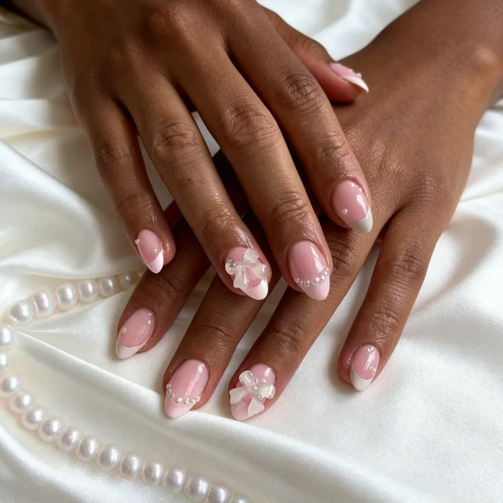 24Pcs Pink Print French Tips F - 3D Printing Ptc ulasan dan harga