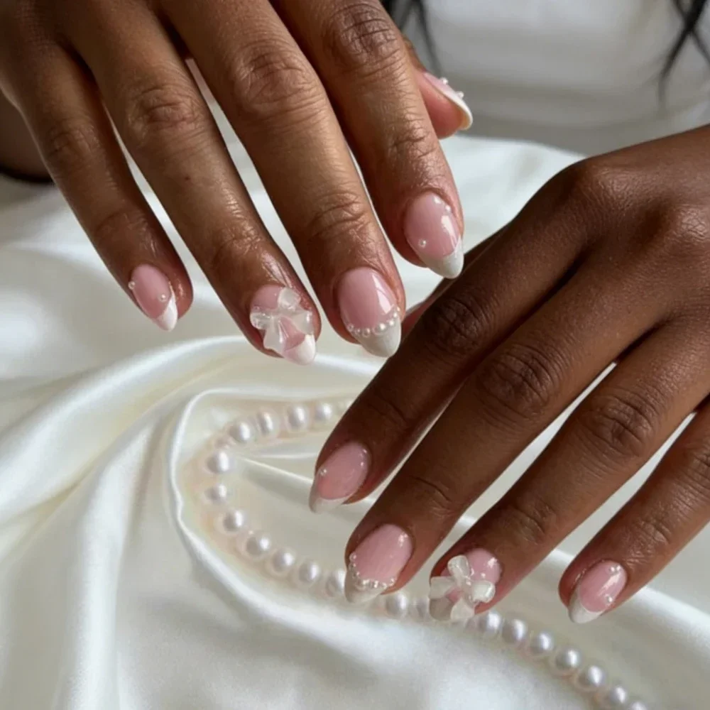 24Pcs Pink Print French Tips F - 3D Printing Ptc ulasan dan harga