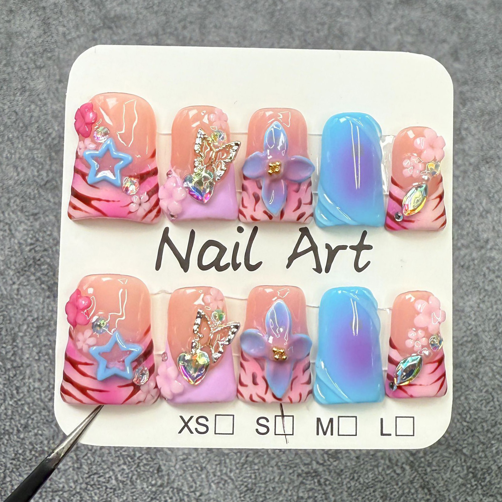 10pcs Handmade Fake Nails Duck - 3D Printing Ptc ulasan dan harga