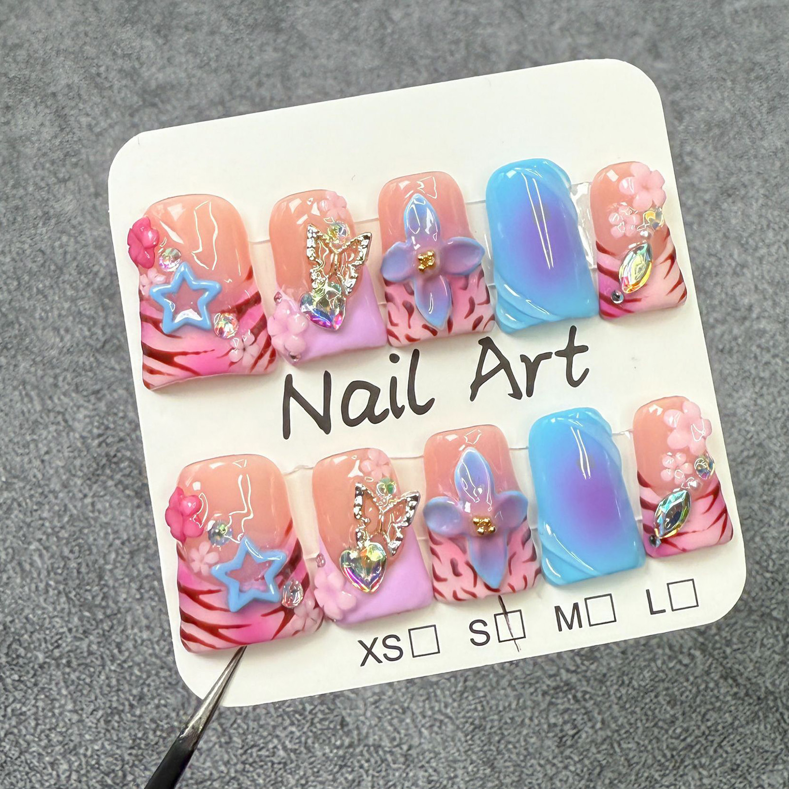 10pcs Handmade Fake Nails Duck - 3D Printing Ptc ulasan dan harga