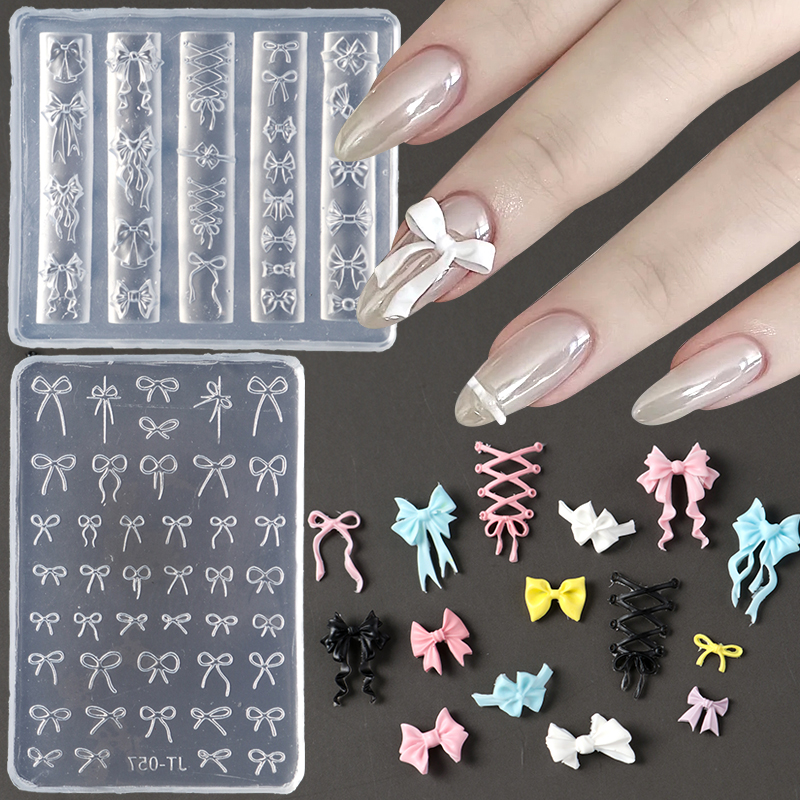 Elegant Bow Silicone Nail Art  - 3D Printing Ptc ulasan dan harga