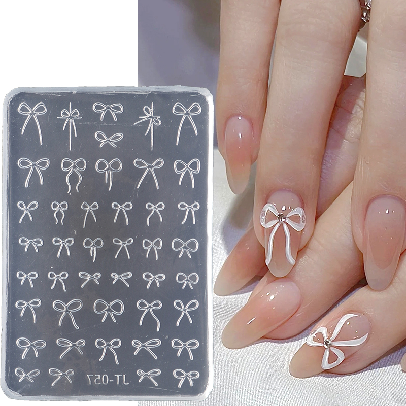 Elegant Bow Silicone Nail Art  - 3D Printing Ptc ulasan dan harga