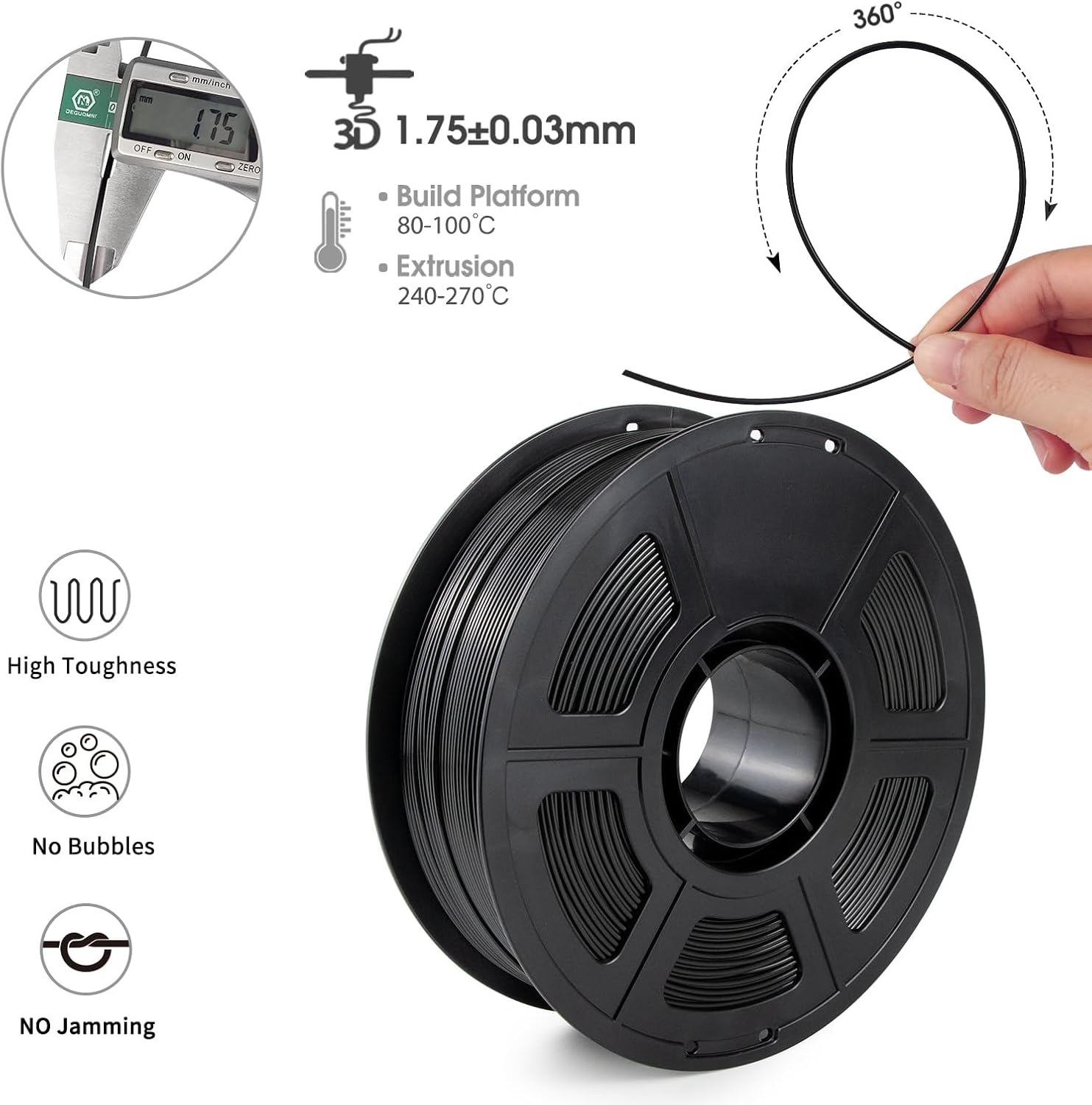 ASA Filament 1.75mm Black 1KG, - Asa Filament Outdoor ulasan dan harga