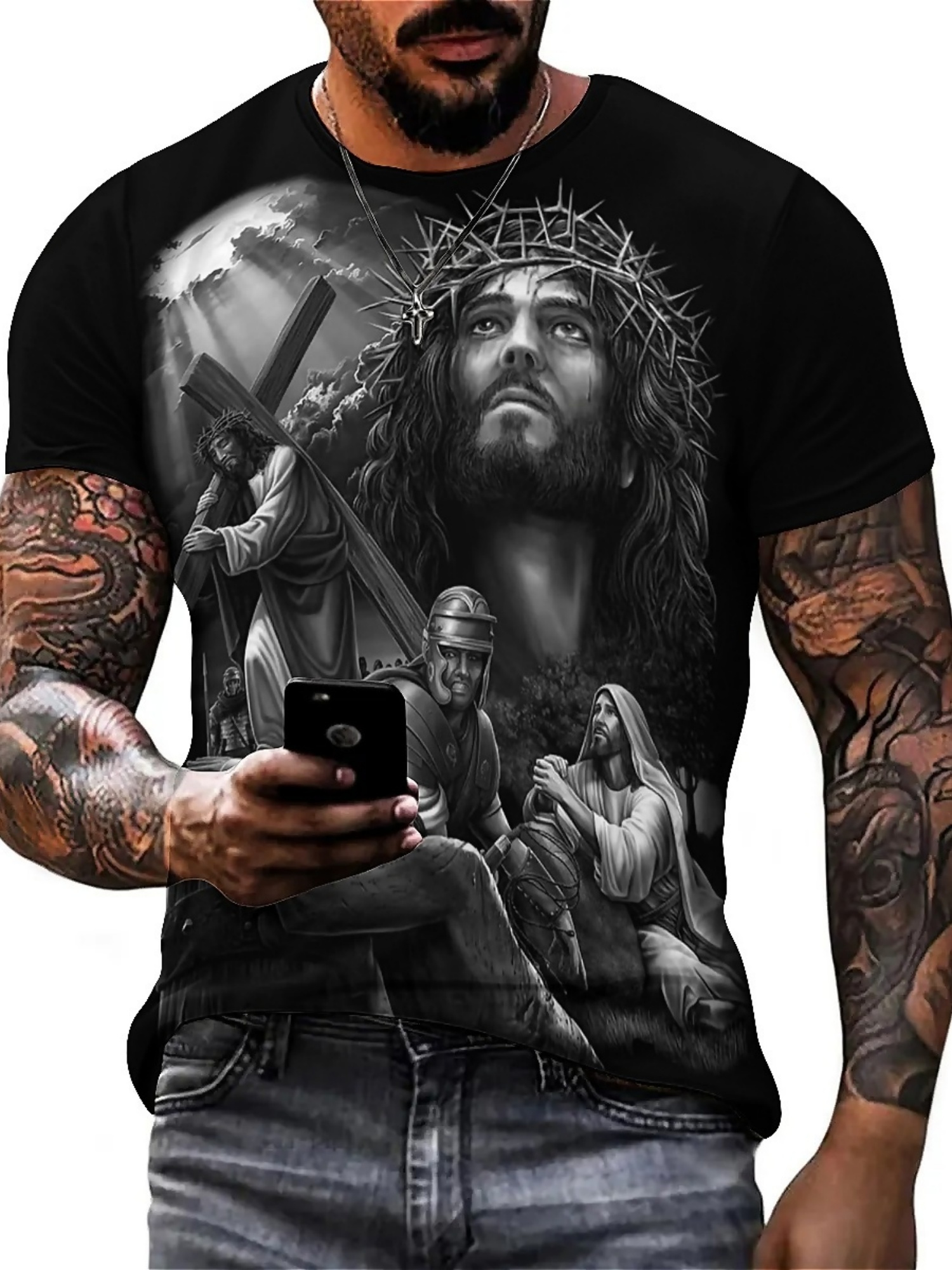 Men'S Plus Size Jesus 3D Print - 3D Printing Designing ulasan dan harga