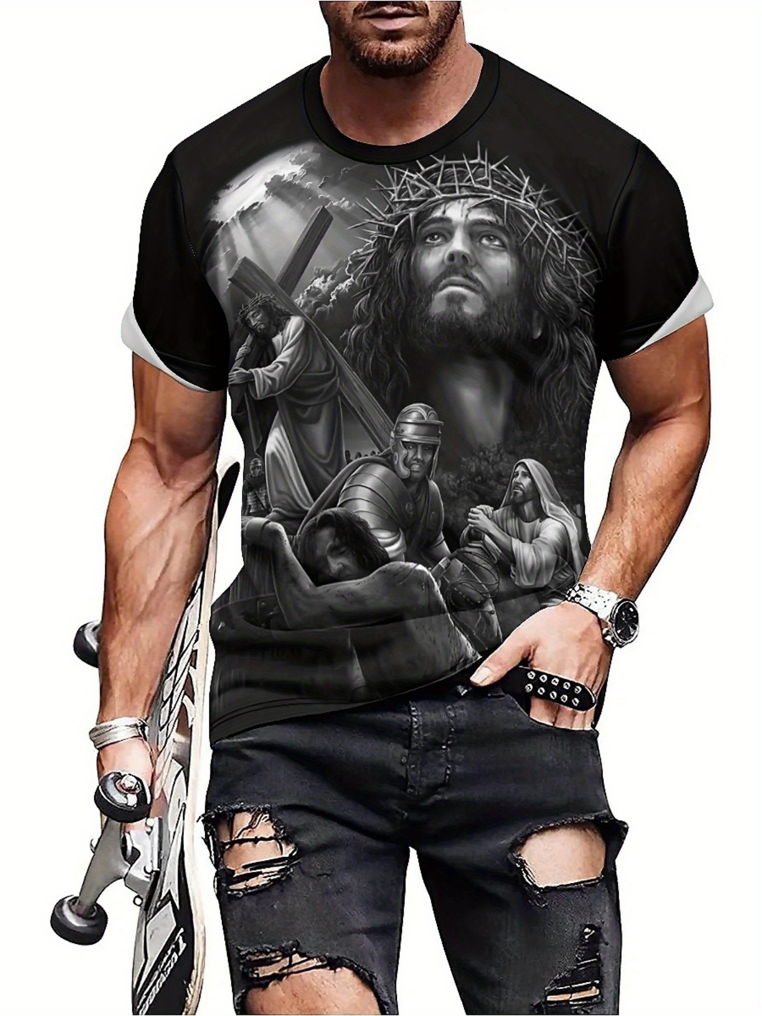Men'S Plus Size Jesus 3D Print - 3D Printing Designing ulasan dan harga